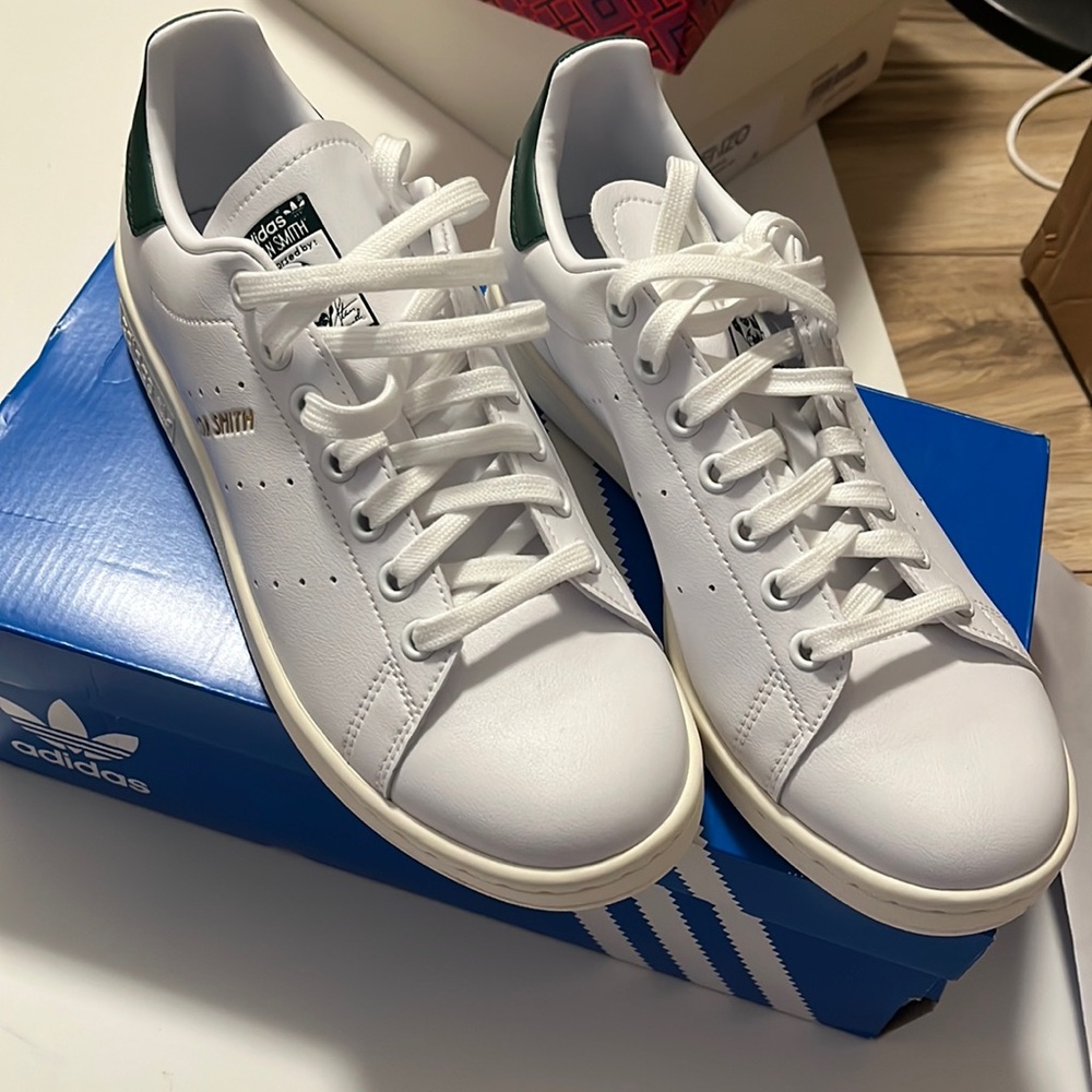 Adidas Stan Smith White Primegreen Faux Leather Sneakers Male Size 7.5
